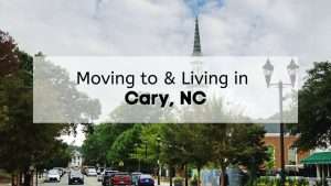 A view of Academy Street in downtown Cary, North Carolina.